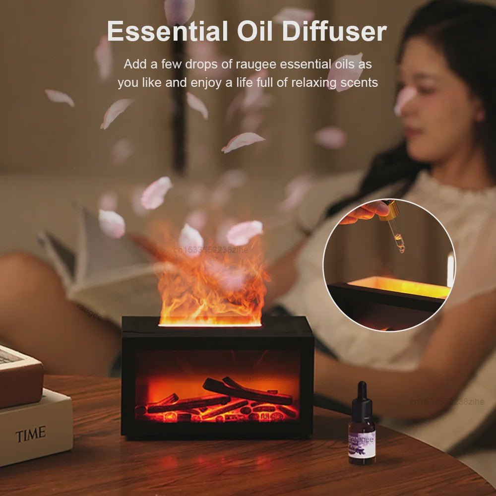Sfeervolle Vlam Diffuser & Luchtbevochtiger met Aromatherapie & Nachtlampje