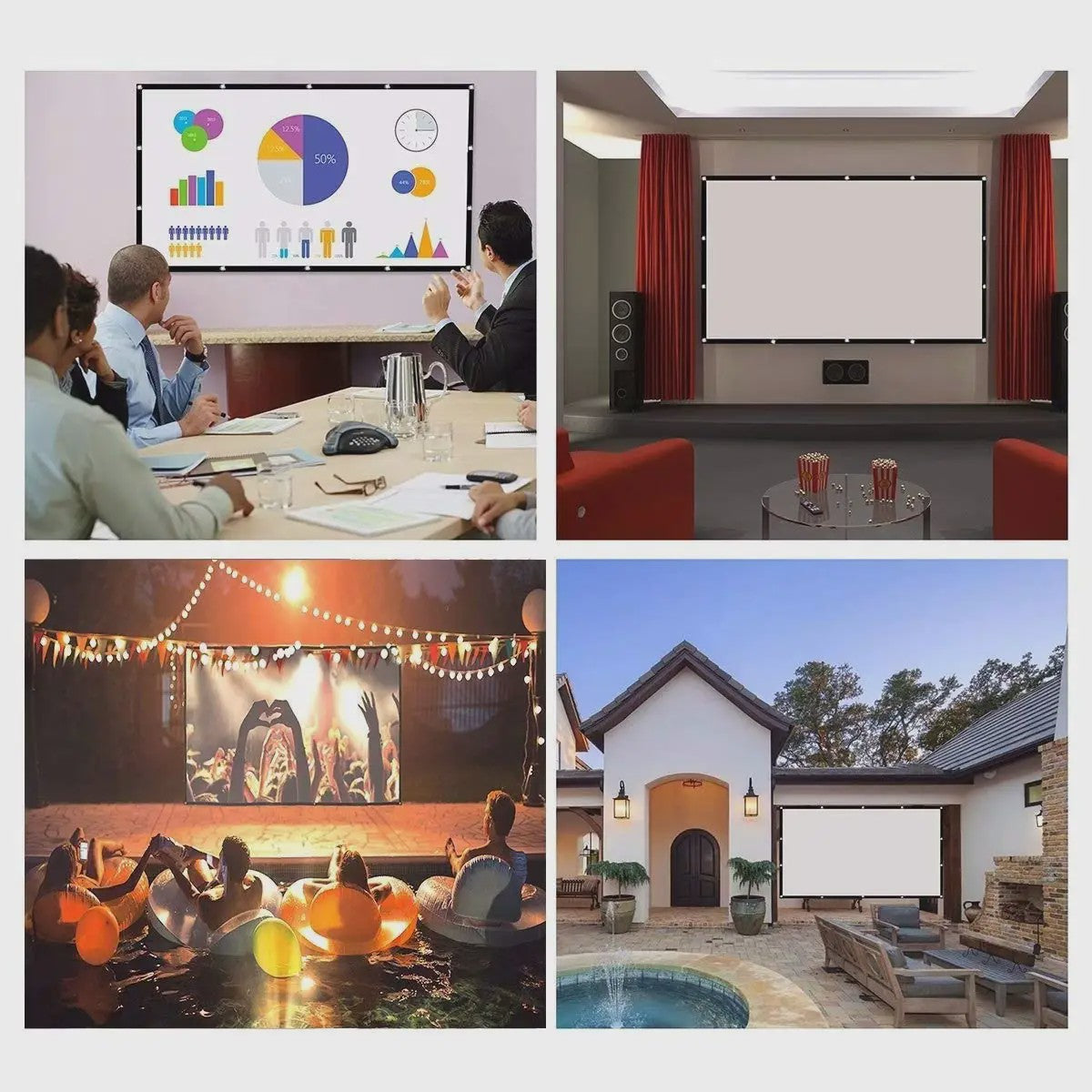 Opvouwbaar Projectorscherm 60-150 Inch 16:9 Full HD 4K Buiten & Binnen