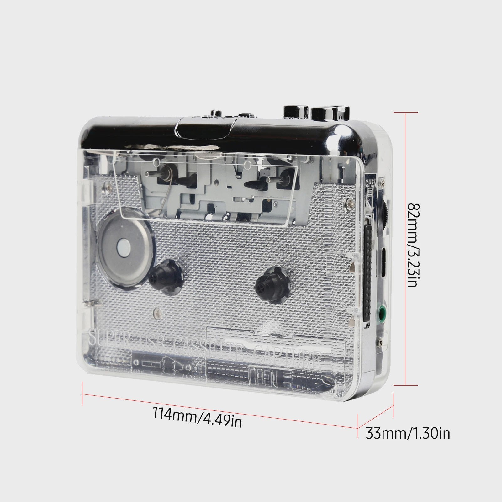 Transparante Cassette Speler & MP3 Converter - Digitale Muziek Oplossing met USB