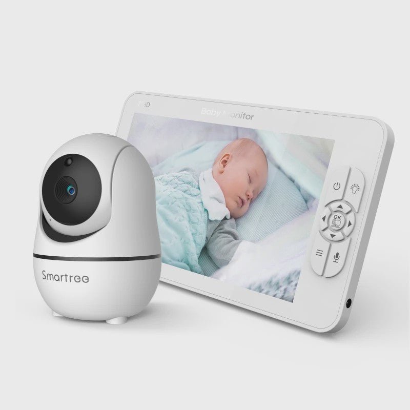 7" HD Babyfoon met 2 Camera's, Split Screen, Pan/Tilt/Zoom & 4000mAh Batterij