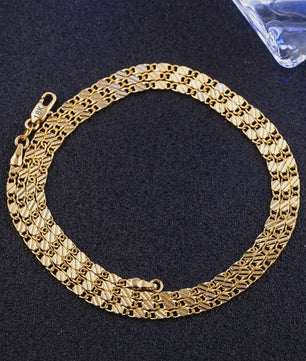 18K Gouden & 925 Zilveren Halsketting - 2MM Brede Zijschakel Ketting voor Dames & Heren