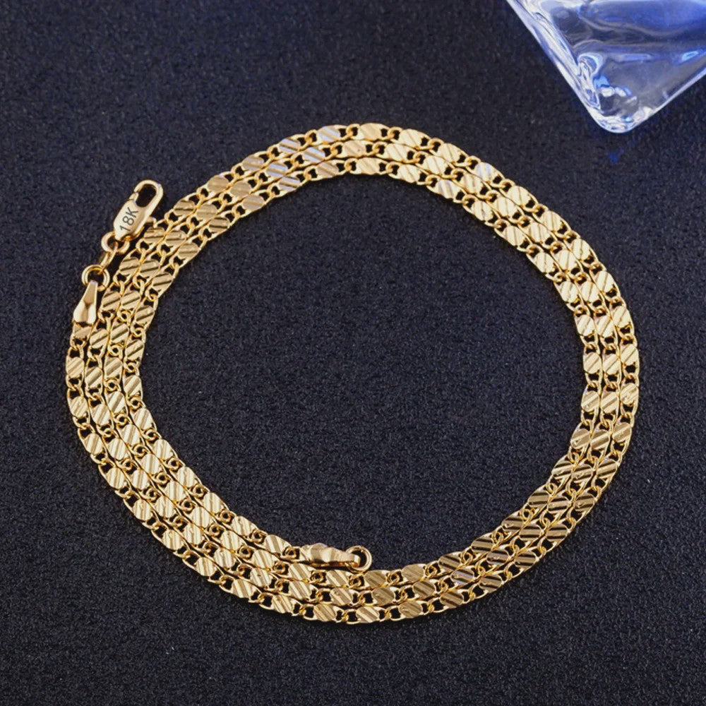 18K Gouden & 925 Zilveren Halsketting - 2MM Brede Zijschakel Ketting voor Dames & Heren