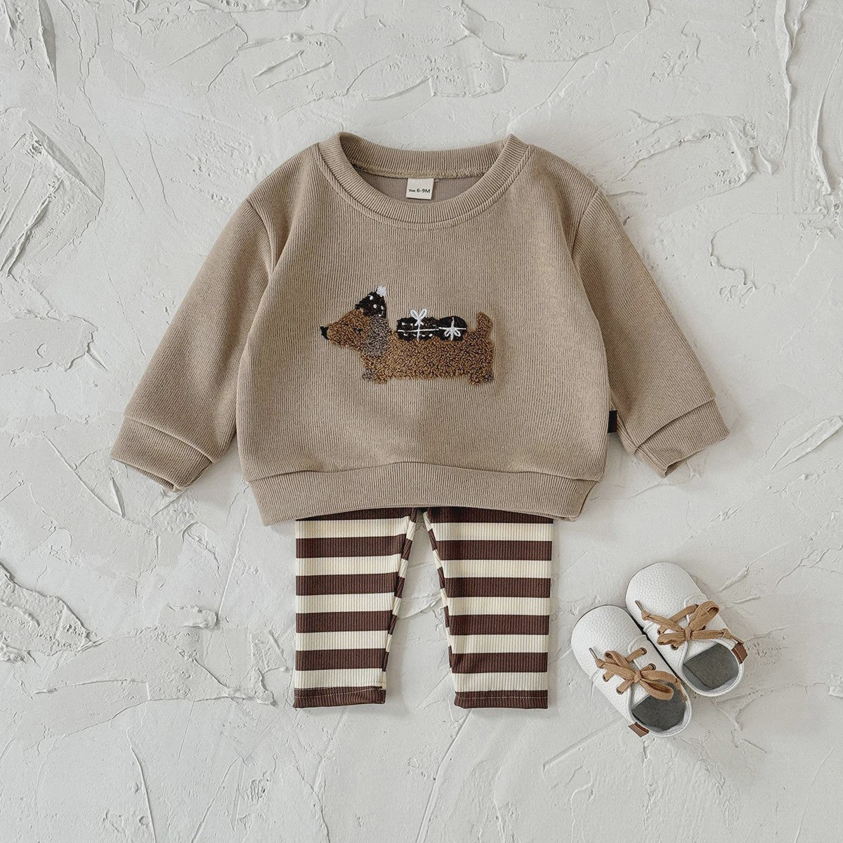 Schattige Baby Jongens & Meisjes Trainingspak Set met Cartoon Puppy | Lange Mouwen Outfit