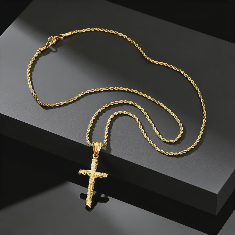 Heren RVS Kruis Ketting met Jezus Hanger - Religieuze Christelijke Sieraden