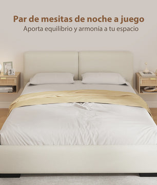 Set van 2 Nachtkastjes Zwevend met Rotan Lade & Open Vak - Scandinavisch Design