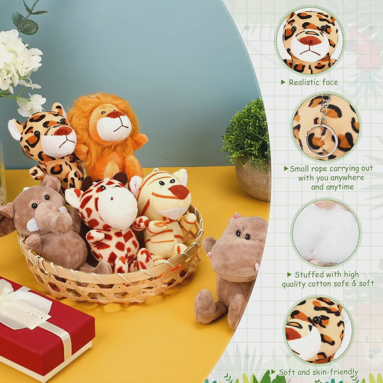 Set van 10-50 Kleine Safari Pluche Dieren - 12cm Jungle Knuffels voor Feestjes & Cadeaus
