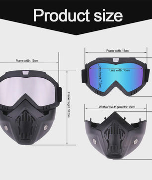 Motorcross Bril met Afneembaar Ademend Masker - Stof- en Impactbestendig