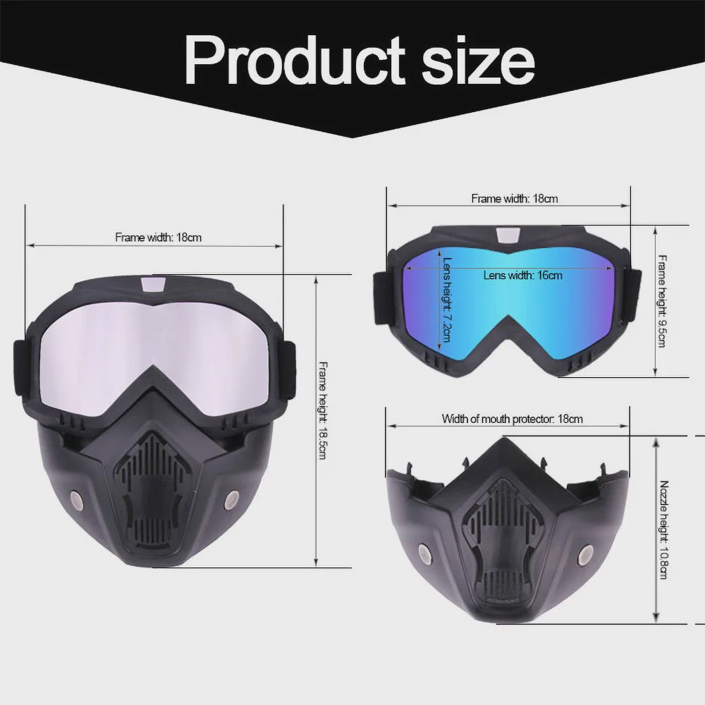 Motorcross Bril met Afneembaar Ademend Masker - Stof- en Impactbestendig