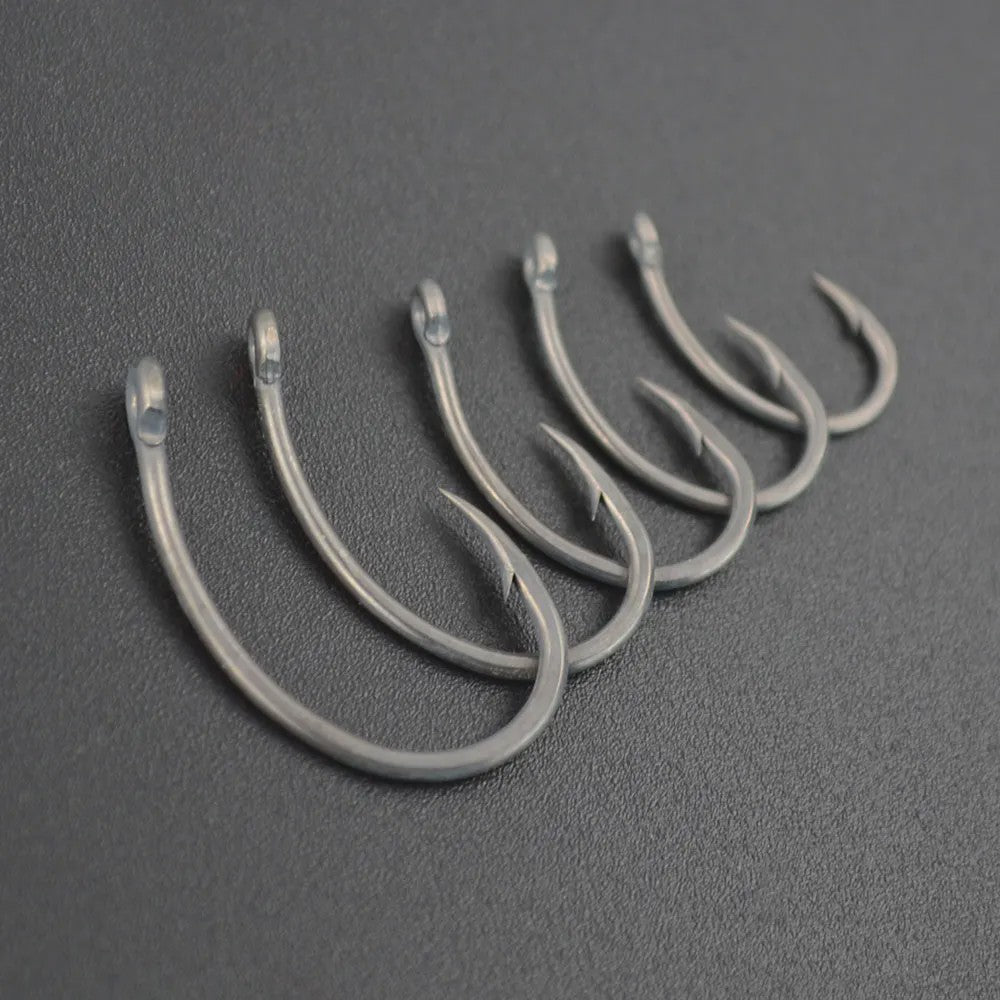 Hirisi Karpvis Haken: 50stuks PTFE Coating, Hoge Koolstofstaal, Weerhaak, Model 8011