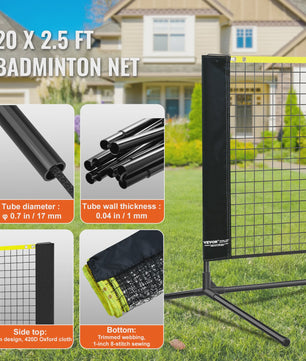 Verstelbaar Sportnet 20FT - Badminton, Volleybal, Tennis, Pickleball - Draagbaar & Inklapbaar
