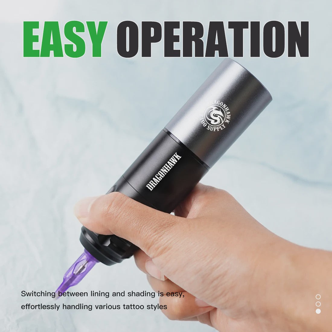 Dragonhawk A1 Draadloze Tattoopen Kit - Dual Modes, 1600mAh Batterij, 3.5mm Slag
