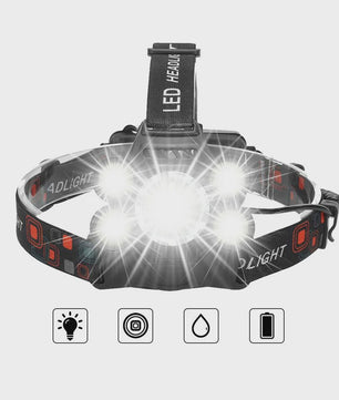 Krachtige Oplaadbare LED Hoofdlamp met 5x CREE XM-L T6 LED's
