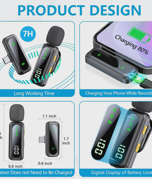 Draadloze Lavalier Microfoon Set met LED Display - Plug & Play voor Content Creators