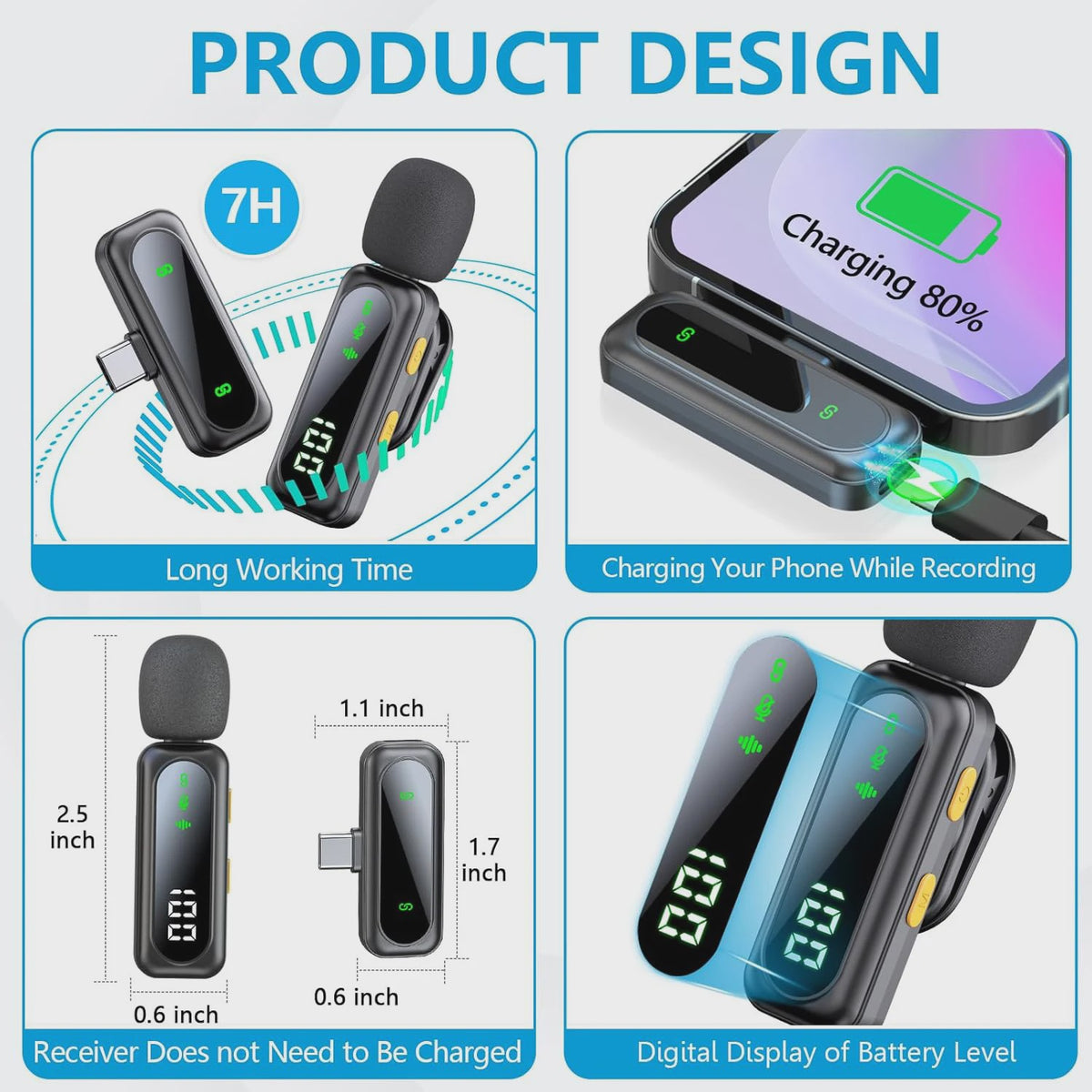 Draadloze Lavalier Microfoon Set met LED Display - Plug & Play voor Content Creators