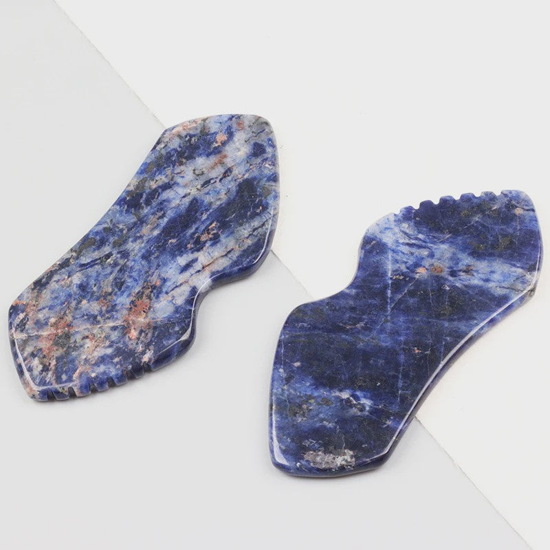Sodalite Gua Sha Schraper - Natuurlijke Steen Gezichtsmassage & Huidverzorging