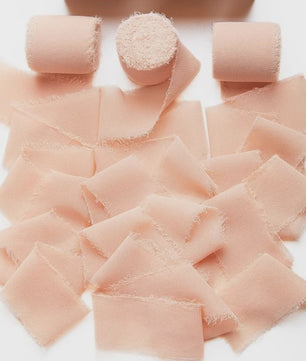 Handgemaakte Satijn Chiffon Lint Set - 3 Rollen van 5m met Rafeleffect voor Bruiloft, Cadeau & DIY Decoratie