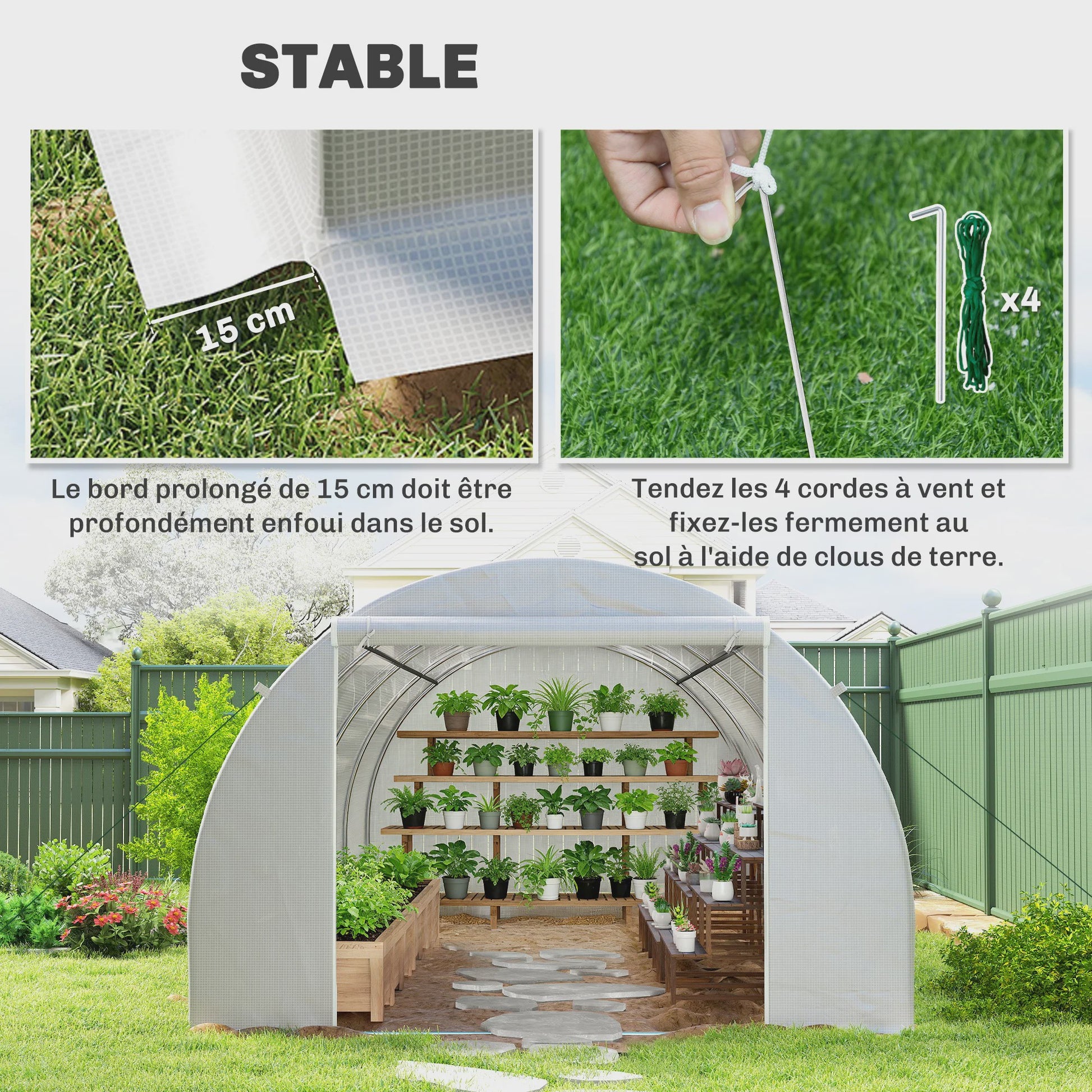 Ruime Tuinkas 18m² - 6x3x2m - Verstevigd Frame met 8 Ramen