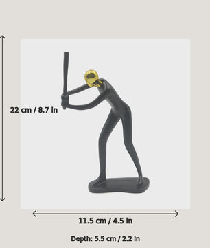 Moderne Mens Sculptuur met Gouden Hoofd - Decoratieve Figuur voor Huis en Bureau