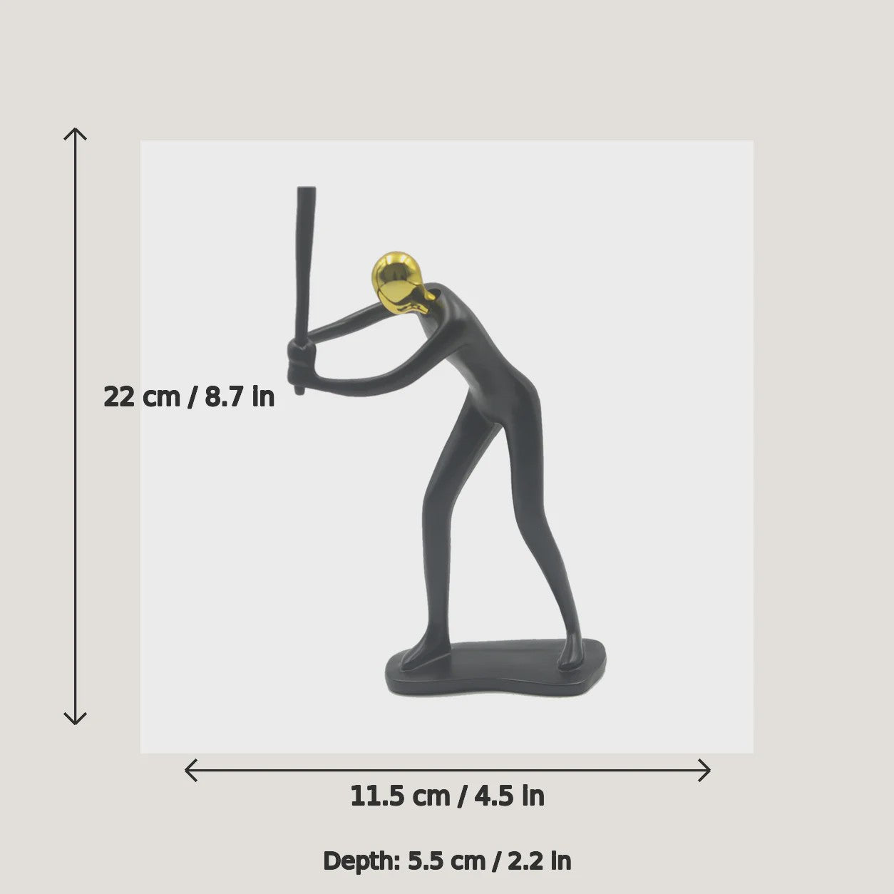 Moderne Mens Sculptuur met Gouden Hoofd - Decoratieve Figuur voor Huis en Bureau