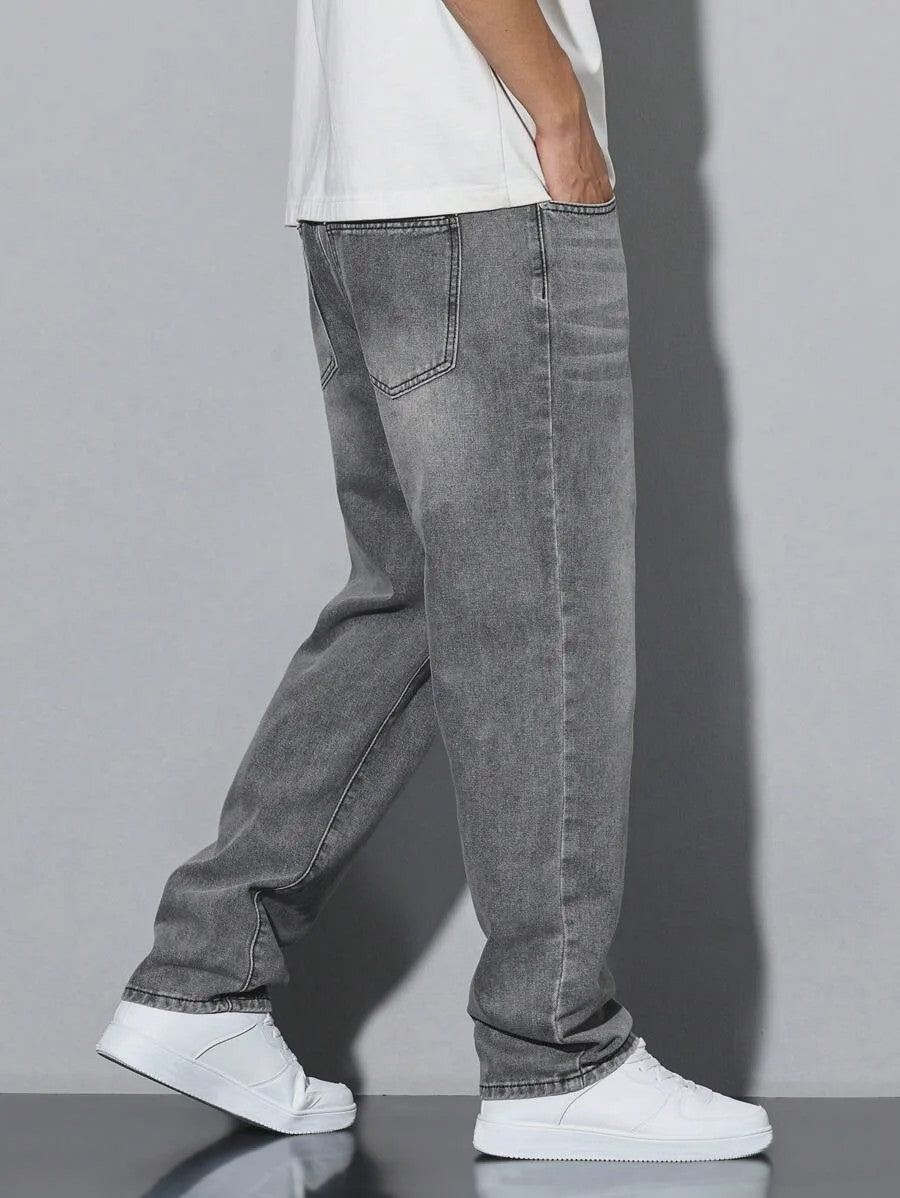 Herens Jeans - Rechte Pasvorm - Grijs - Comfortabel voor Dagelijks Gebruik