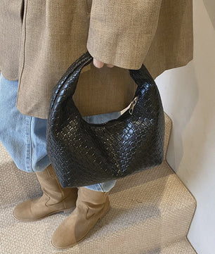 Dames Hobo Schoudertas van Zacht PU Leer - Woven Embossed Design
