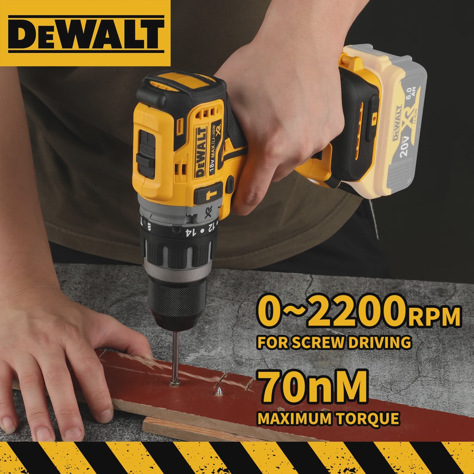 DeWalt DCD796 Accuboormachine 20V Brushless - 2200 RPM, 70Nm, 14+1 Koppeling