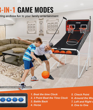 Dubbel Basketbal Arcade Spel - 2 Spelers, 8 Modi, Inclusief 4 Ballen