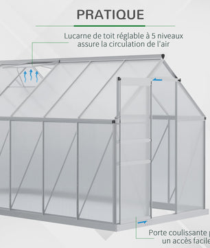 Outsunny Kassen 7,1 m² Aluminium Polycarbonaat met Fundering - Ruim en Duurzaam