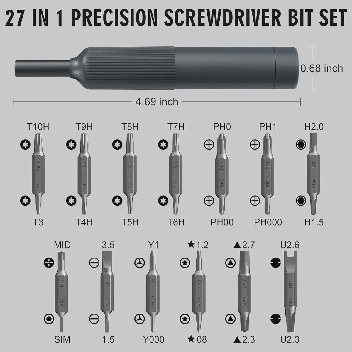 27-in-1 Precisie Schroevendraaierset - Magnetische Bits & Penstijl Reparatiekit
