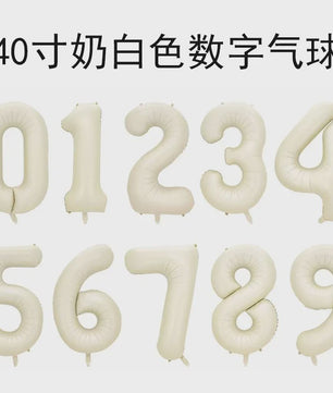 Grote Folie Ballonnen Cijfers 0-9 Cream Caramel & Wit (32/40 inch) - Feestdecoratie