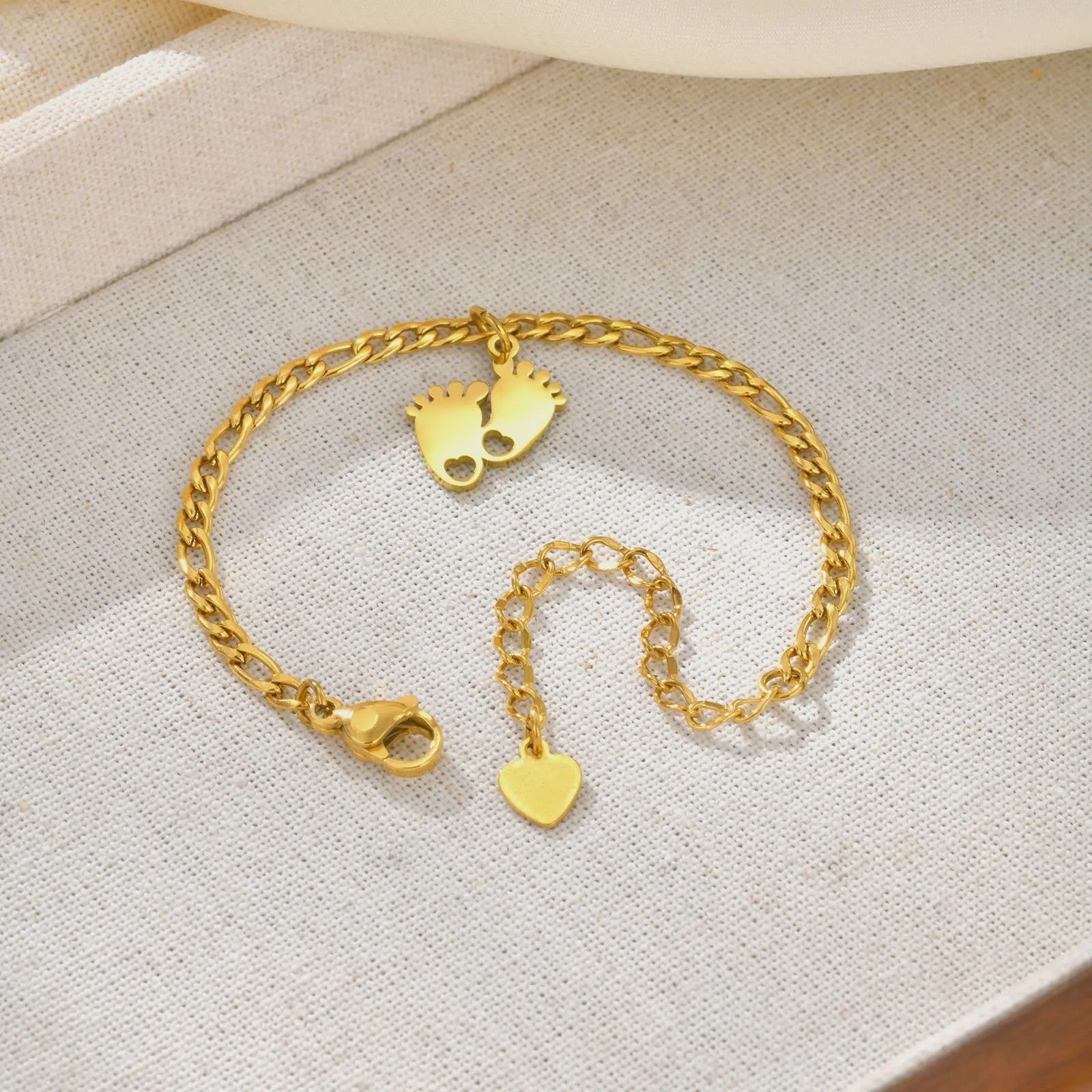 Schattige Baby Anklet met Voetjes Bedel - Anti-allergisch Roestvrij Staal