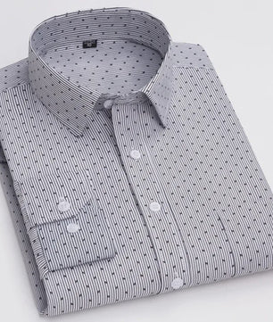 Herenshirt Lange Mouw - Stijlvol Casual & Zakelijk, Print & Streep, All-Season Top