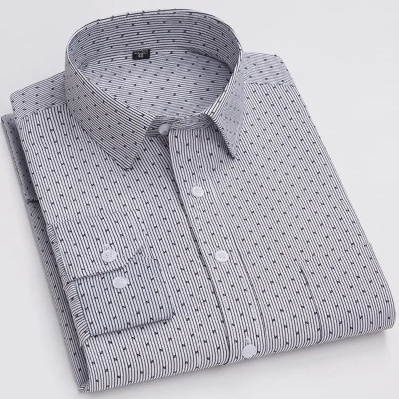 Herenshirt Lange Mouw - Stijlvol Casual & Zakelijk, Print & Streep, All-Season Top