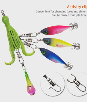 Set van 2 Siliconen Octopus Vishaas Connectoren met Swivels en Haken