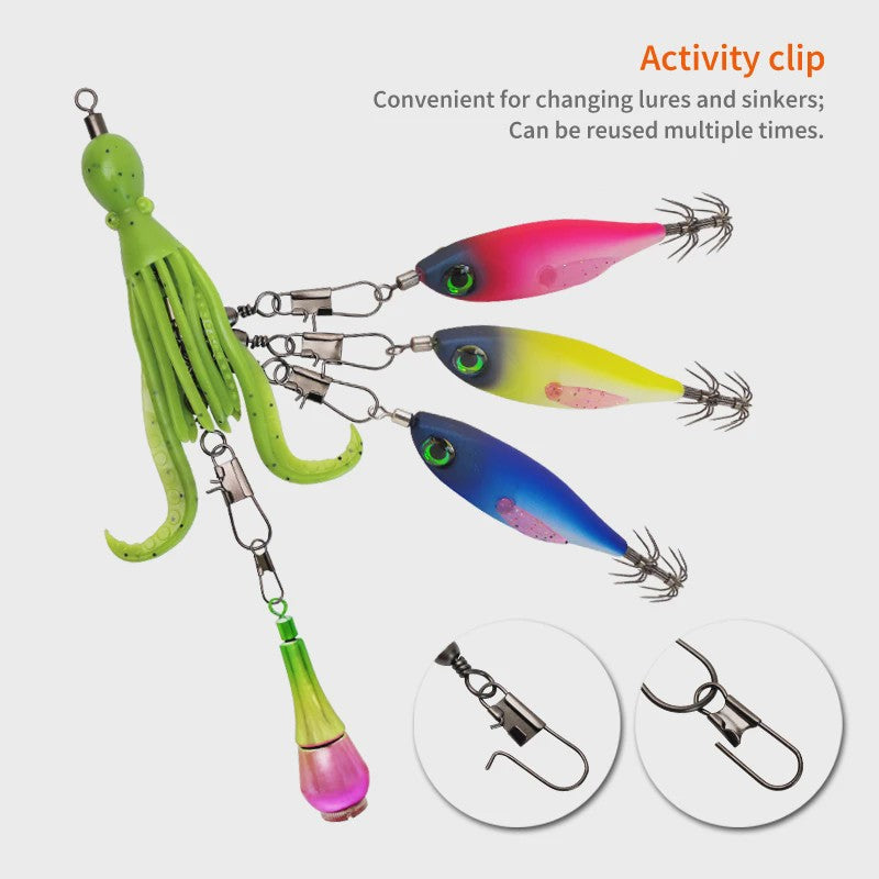 Set van 2 Siliconen Octopus Vishaas Connectoren met Swivels en Haken