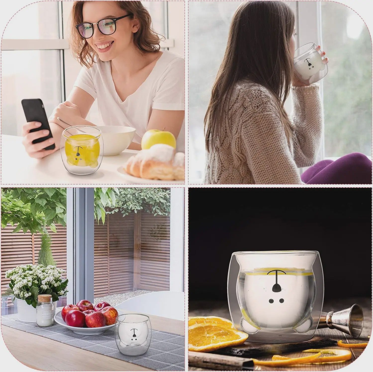 Dubbelwandige Glazen Mok met Schattige Dierenprint - Koffie & Theeglas