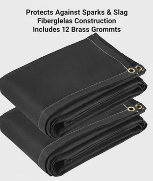 2x Vlamdovende Lasdeken - Brandwerend Fiberglass 2.44x3.05m met Oogjes