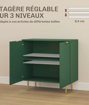 Stijlvolle Groene Buffetkast met 2 Deuren en Verstelbare Plank - Keuken & Woonkamer Opbergmeubel