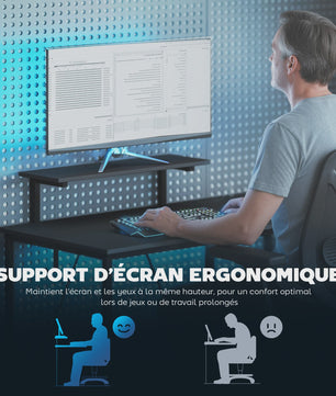 HOMCOM Gaming Hoekbureau met Monitorstandaard en Verstelbare Nettenplank - 114,5x82 cm, Omkeerbaar