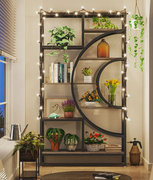 Stijlvolle 8-laags Geometrische Boekenkast met Metaal Frame - Open en Staand Ontwerp (71 inch)