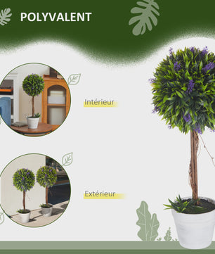 Set van 2 Kunstplanten met Lavendel - 60 cm Hoog - Inclusief Pot