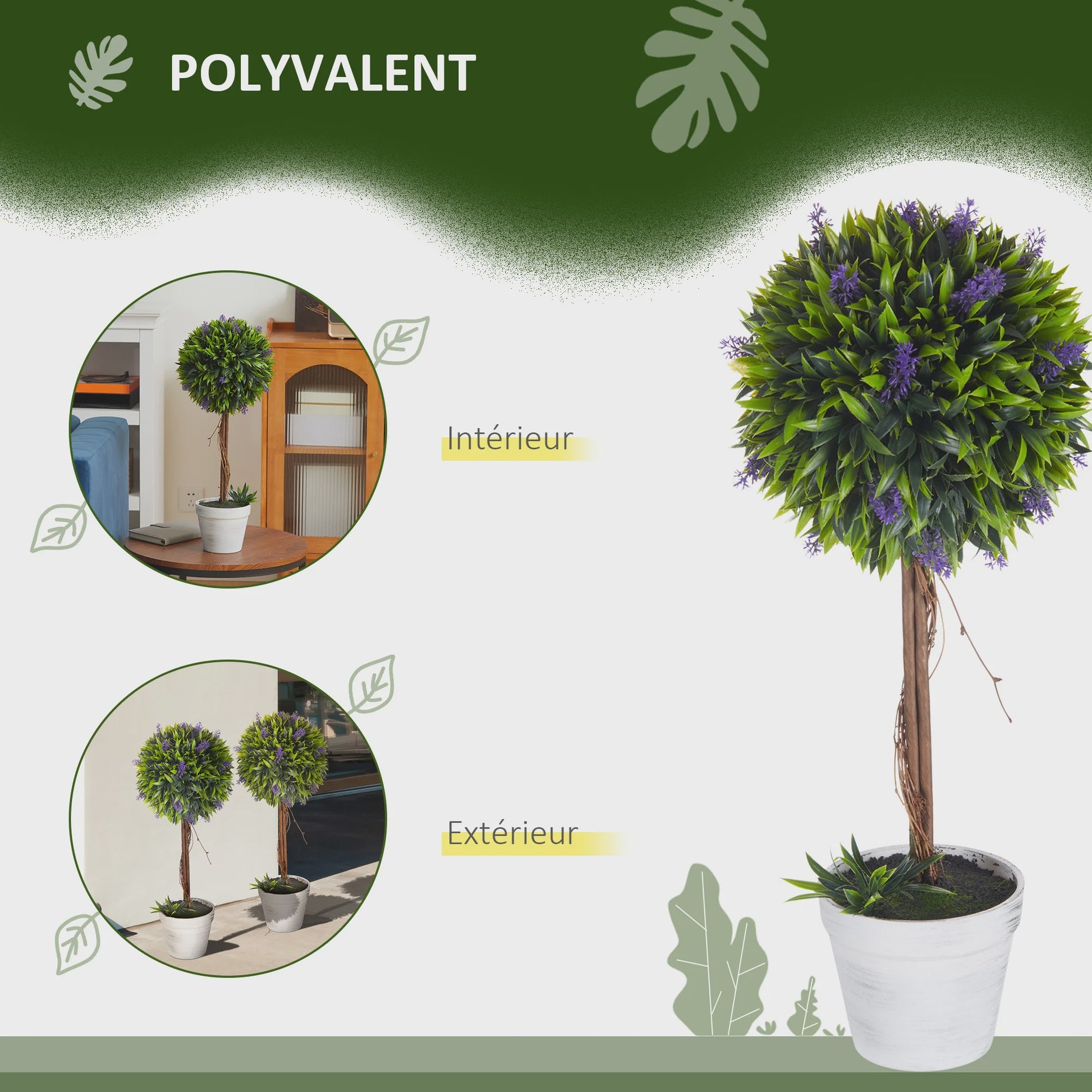 Set van 2 Kunstplanten met Lavendel - 60 cm Hoog - Inclusief Pot