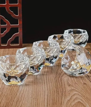 Luxe Kristalglas Shotglas 50ml met Dubbele Bodem en Goudfolie - Perfect voor Vodka, Sake of Thee
