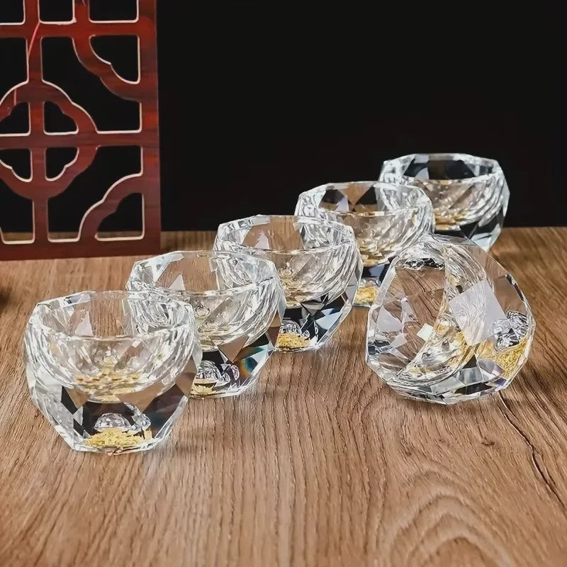 Luxe Kristalglas Shotglas 50ml met Dubbele Bodem en Goudfolie - Perfect voor Vodka, Sake of Thee