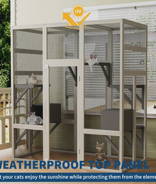 Grote Kattenren (Catio) 70'' - Waterdicht, UV-Beschermd, met Rustboxen en Platforms