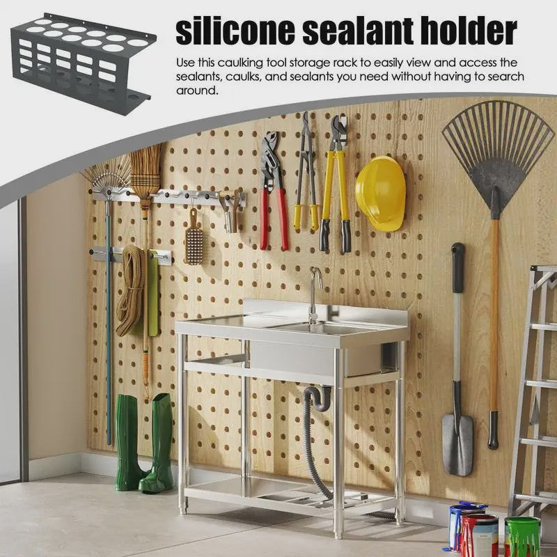 Wandmontage Kit Tube Houder voor 11 Tubes - Ruimtebesparende Werkplaats Organisatie