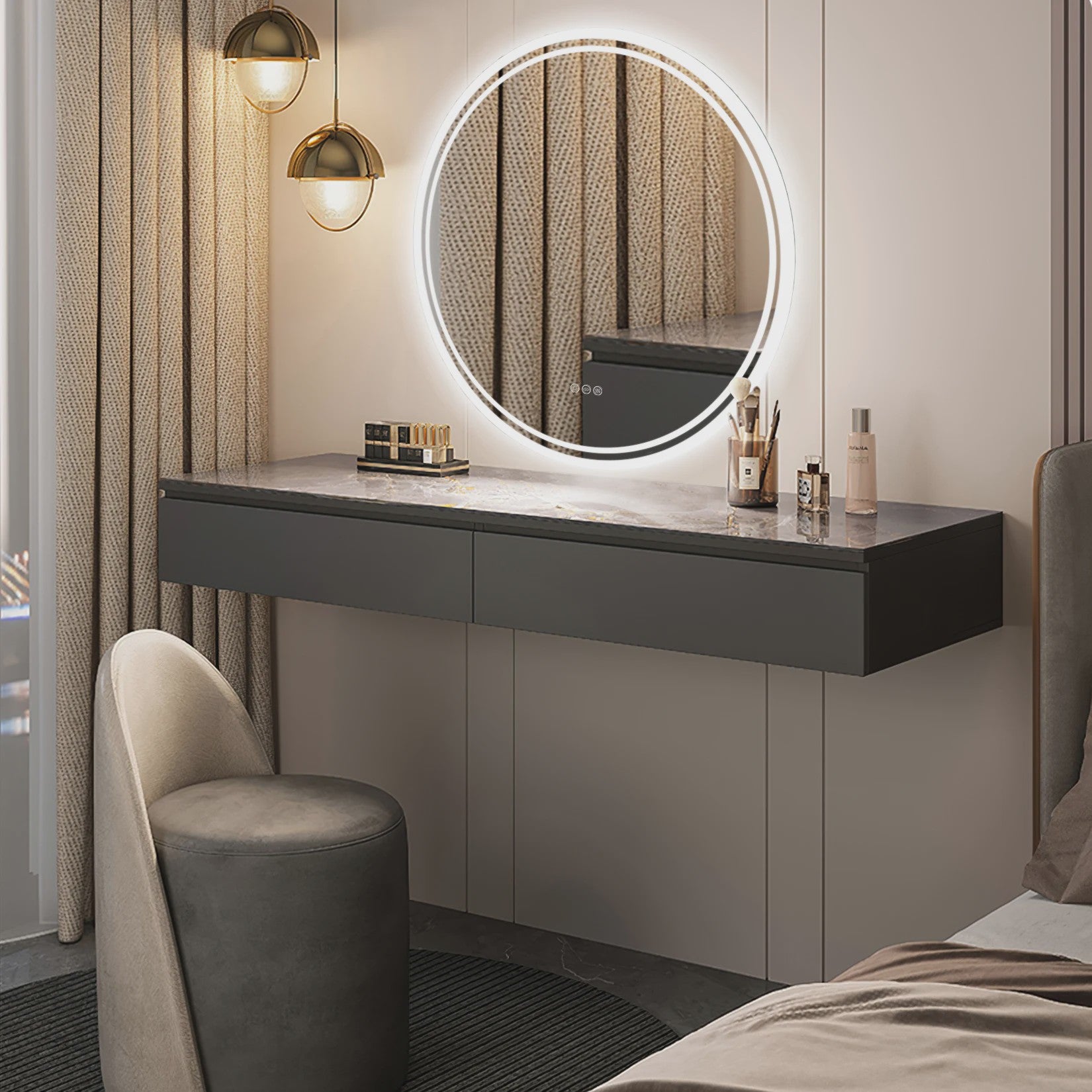 LUVODI Ronde Spiegel 80cm met Slimme LED Verlichting, Dimbaar & Anti-Condens Touchscreen