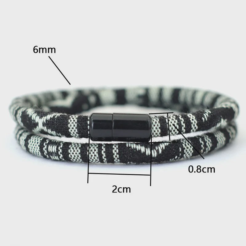 Bohemian Touw Armband Heren met Magnetische Sluiting - Stijlvol & Avontuurlijk