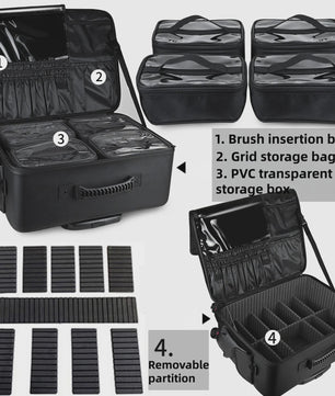 Professionele Make-up Trolley Koffer - Grote Capaciteit & Flexibele Indeling