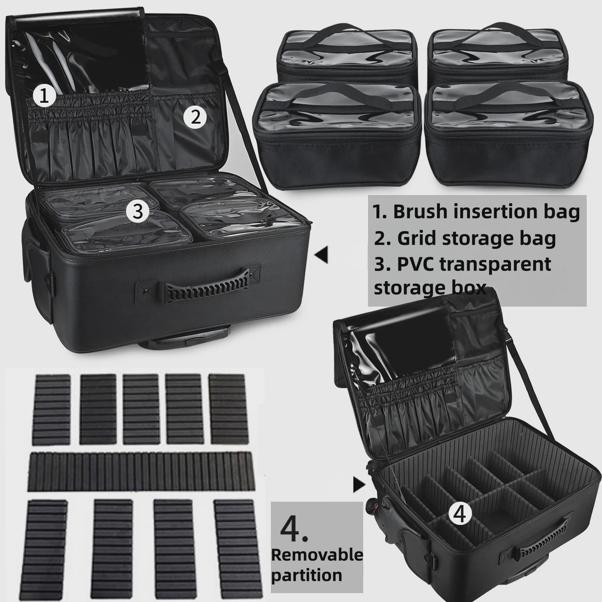 Professionele Make-up Trolley Koffer - Grote Capaciteit & Flexibele Indeling